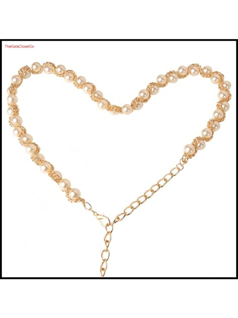 Pearl Waist Chain Belt Gold-Tone Adjustable Body Chain for Wedding Dress
